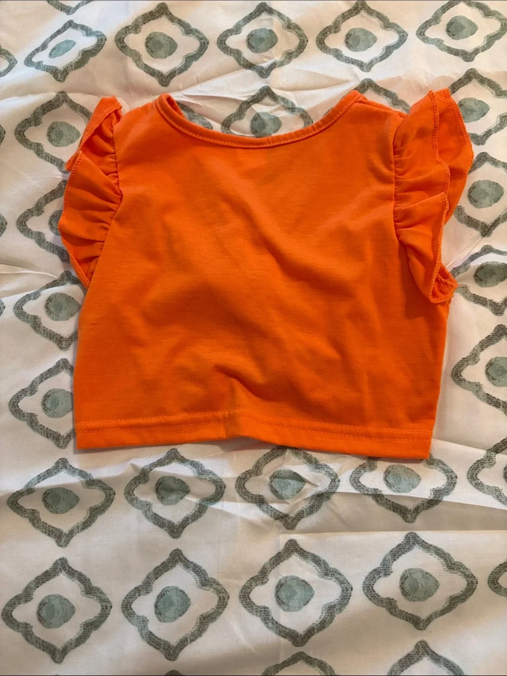 Girls Toddler High-Waist Floral Shorts with Orange Crop Top